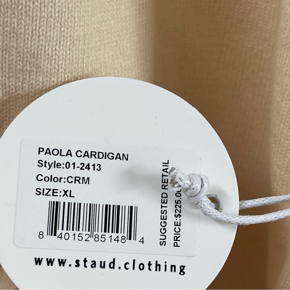 STAUD Paola Cardigan Cream Size XL - Picture 6 of 6